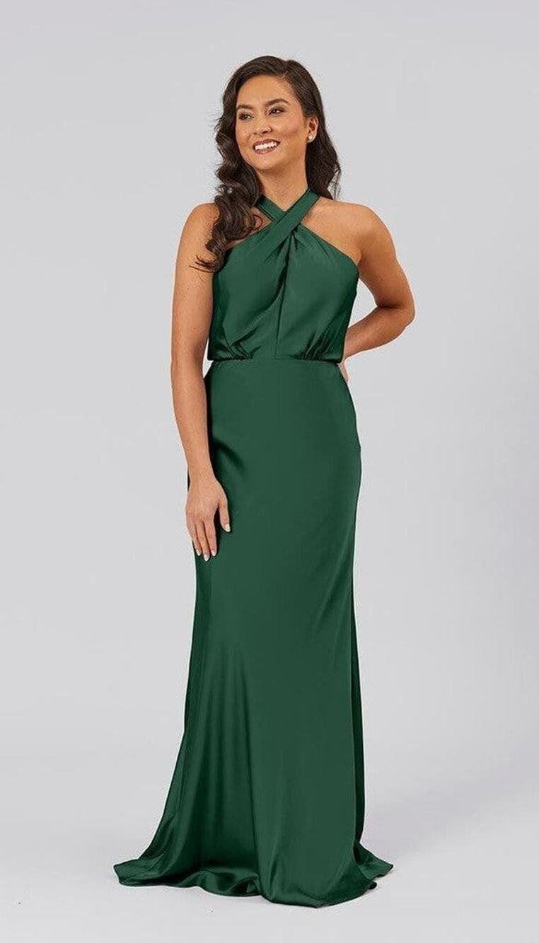 Kennedy Blue Zara Satin Halter Bridesmaid Maxi Dress - 4